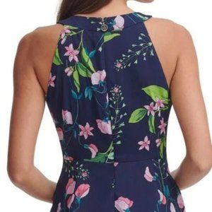Tommy Hilfiger Women's Chiffon Tiered Halter Maxi Dress Blue Size 10